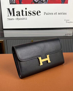 [에르메스] 콘스탄스 장지갑 블랙 Epsom 송아지가죽 금장