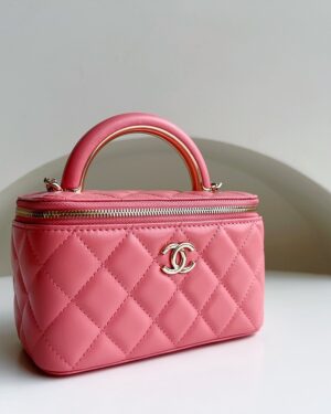 [샤넬] 베니티백 램스킨 핑크 탑 핸들 체인 금장 [단풍샵]