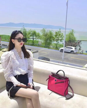 [에르메스] 켈리 kelly Herbag 31cm G5 Bois De Rose+블랙 숄더백