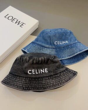 [셀린느] 워시드 데님 자수 로고 버킷햇