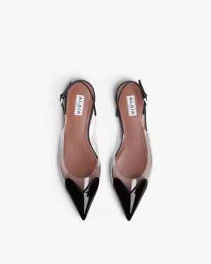 [알라이아] 페이턴트 송아지 가죽 LE CŒUR 플랫 슬링백