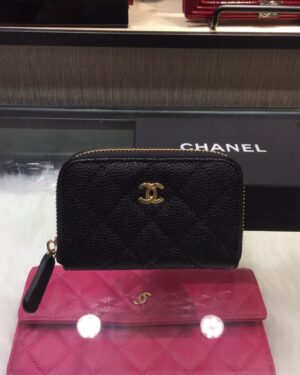 [샤넬] 클래식 지퍼 카드 지갑(캐비어)