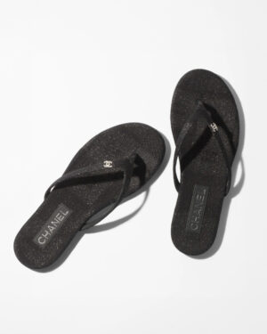 [샤넬] 24S Thongs 쪼리 슬리퍼 코튼&실크 블랙 G45716 B16752 NY283