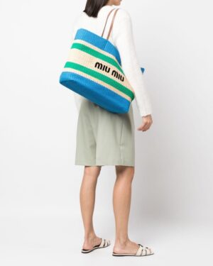 [미우미우] 라피아 및 코튼 토트 백 5BG228_2DO3_F03QS_V_OOO