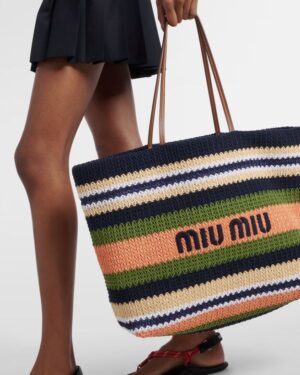 [미우미우] 라피아 및 코튼 토트 백 5BG228_2DO3_F03QS_V_OOO