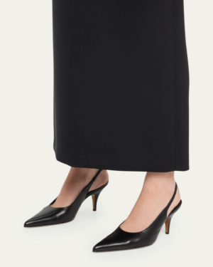 [더 로우] 레더 슬링백 펌프스