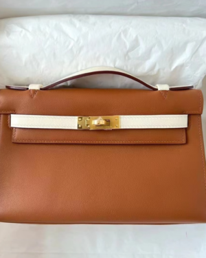 [에르메스] 미니 켈리 Barenia Vintage 브라운+나타 핸드백