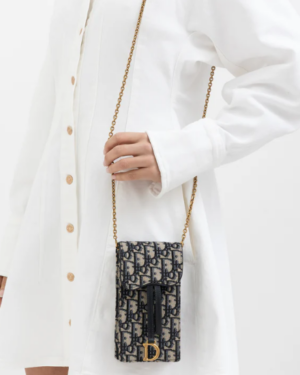 [디올] 오블리크 새들 버티컬 체인 파우지