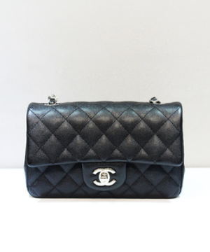 [샤넬] 뉴미니 클래식 플랩백 캐비어 카프스킨 은장 A69900