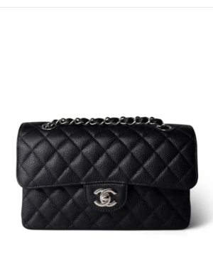 [샤넬] 스몰 클래식 플랩백 캐비어 카프스킨 은장 A01113