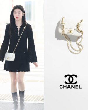 [샤넬] 미니 플랩 백 화이트 램스킨 판타지 펄 골드메탈  AS4868 B16574 10601