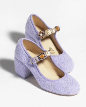 [샤넬] 메리제인 Iridescent Wool Tweed, Imitation Pearls & Metal 라일락 G45777 B17249 NZ771