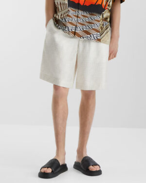 [펜디] 다이고널 슬라이드 그레이 FF 자카드 및 블랙 가죽 슬라이드 7X1674AF5TF1OOG