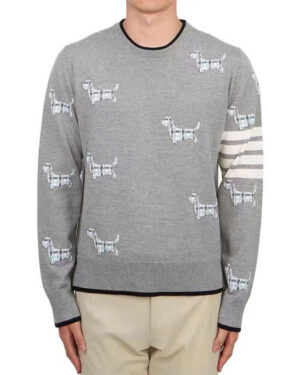 [톰브라운] 4선 헥터 울 니트 그레이/네이비