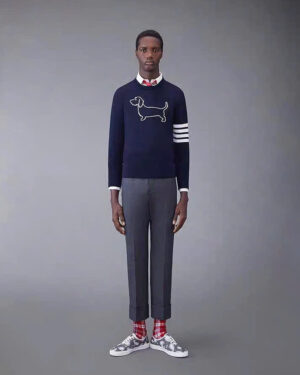 [톰브라운] 4선 헥터 크루넥 니트 네이비/그레이/화이트