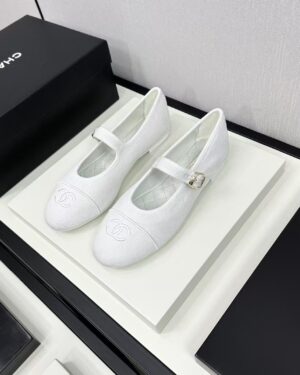 [샤넬] 메리제인 플랫슈즈 화이트 G45503
