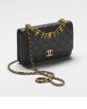 [샤넬] 체인 지갑 woc 캐비어 골드 메탈 블랙 AP3019