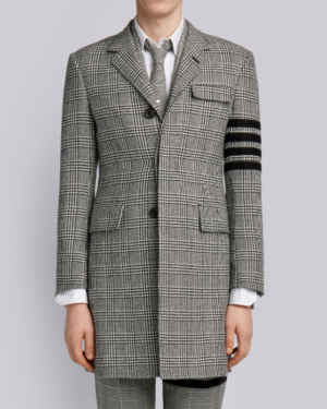 [톰브라운] 4-바 프린스 오브 웨일스 체크 울 High-Armhole 체스터필드 오버코트 MOC774A00060980