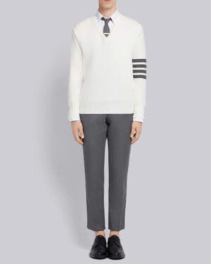 [톰브라운] 4선 밀라노 스티치 브이넥 풀오버 니트