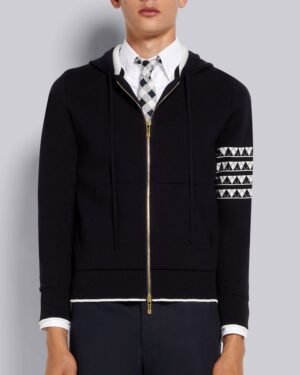 [톰브라운] 코튼 헥터 자카드 백 4-바 집업 후디 MKC376AY3