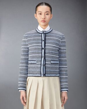 [톰브라운] 코튼 리넨 트위드 자카드 카디건 FKC582A