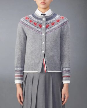 [톰브라운] 울 앤 모헤어 로즈 가디건 FKC596AY10