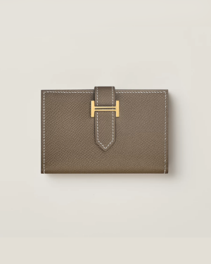 [에르메스] Bearn 카드 홀더 Epsom - Etoupe / Gold H039806C