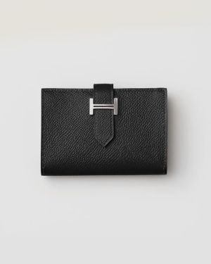[에르메스] Bearn 카드 홀더 Epsom - Noir / Silver H039806C