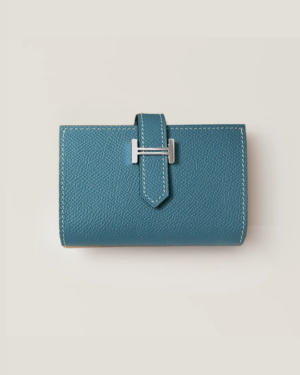 [에르메스] Bearn 카드 홀더 Epsom - Bleu Lin / Silver H039806C