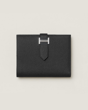[에르메스] Bearn 컴팩트 반지갑 Epsom - Noir / Silver H039790C