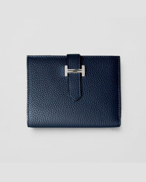 [에르메스] Bearn 컴팩트 반지갑 Togo - Bleu Saphir / Silver