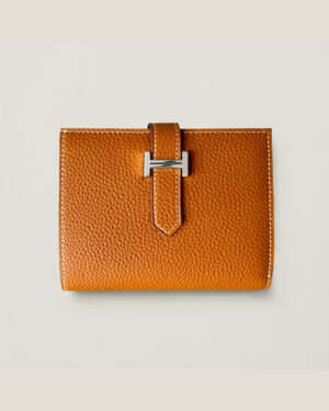 [에르메스] Bearn 컴팩트 반지갑 Togo - Orange / Silver
