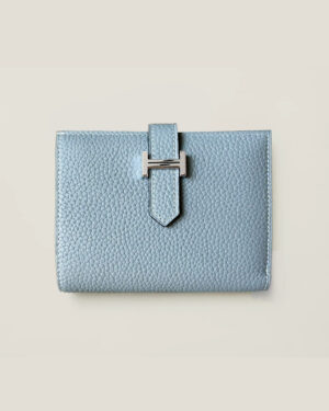 [에르메스] Bearn 컴팩트 반지갑 Togo - Bleu Ciel / Silver