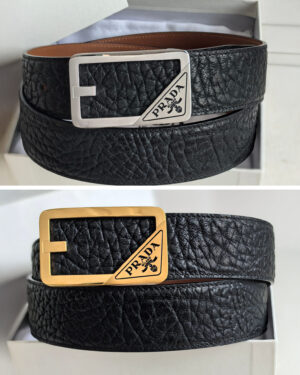 [프라다] 블랙 레더 벨트 3.8cm