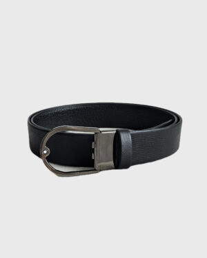 [몽블랑] 리버서블 말굽 버클 블랙 벨트 3.5cm