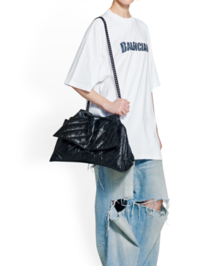 [발렌시아가] 크러쉬 미디엄 퀼티드 체인백 블랙 716393210IY1000