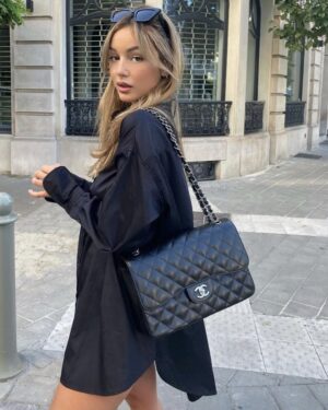 [샤넬] 클래식 라지 플랩 백 램스킨 은장 A58600