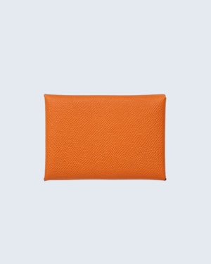 [에르메스] Calvi Duo 컴팩트 카드 홀더 Epsom - Orange / Silver H085238CK