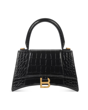 [발렌시아가] 아워글래스 스몰 크로커다일 엠보싱 핸드백 블랙 은장/금장 5935461LRGM1000