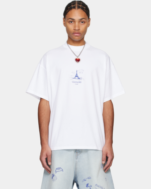 [베트멍] 화이트 스크리블 파리 레귤러 티셔츠 251669M213042