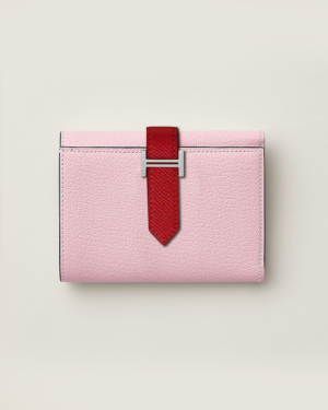 [에르메스] Bearn 트라이폴드 지갑 Epsom - Rose Sakura / Silver H082875C