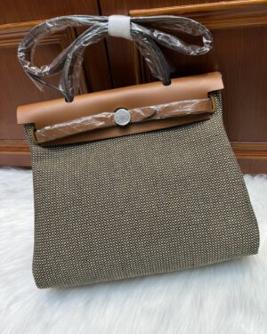 [에르메스] 에르백 Zip 31Cm Vache Hunter & Toile/ Ebene/ Gold - Silver