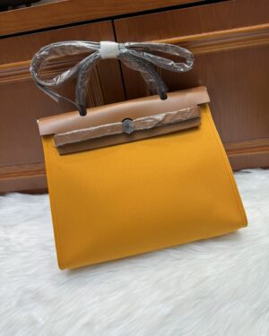 [에르메스] 에르백 Zip 31cm Vache Hunter & Toile/ Jaune Soleil / Gold - Silver