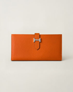 [에르메스] Bearn 장지갑 Togo - Orange / Silver