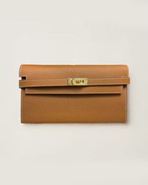 [에르메스] Kelly 장지갑 Epsom - Natural Sable / Gold