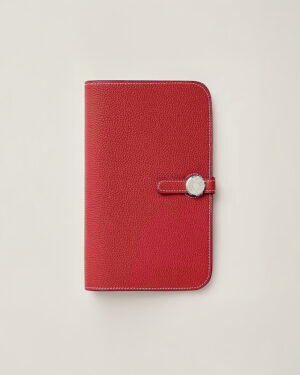 [에르메스] Dogon Duo 장지갑 Togo - Rouge Casaque / Silver H043070C