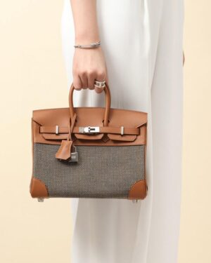 [에르메스] 버킨 25cm Swift/ Gold / Waffle - Silver