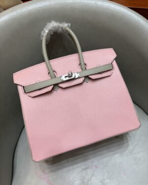 [에르메스] 버킨 25cm Chevre/ Rose Sakura/Gris Perle - Silver