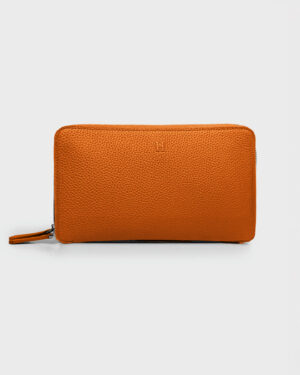 [에르메스] 실크 인 클래식 지퍼 지갑 - Orange / Silver