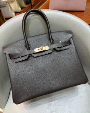 [에르메스] 버킨 30cm Barenia Faubourg/ Ebene - Gold